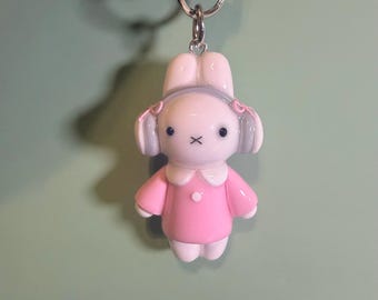 Coquette Miffy Bow Polymer Clay Keychain