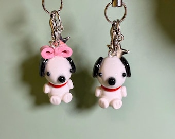 Peanuts Snoopy Clay Charm | Handmade Puppy Couple’s Charm