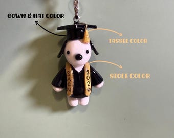 Graduation Snoopy Customizable Clay Charm | Handmade Gift for High School & College Students