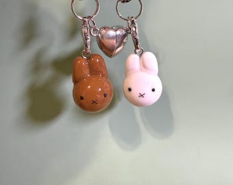 Miffy & Melanie Matching Phone Charm | Handmade Cute Bunny Charm | Friendship Keychain