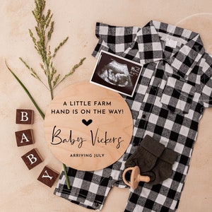Farmer Pregnancy Announcement Farm Hand On The Way Pregnancy Announcement Cowboy Baby Announcement Ranch Help Digital Baby Announcement