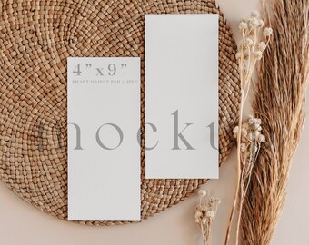 Wedding Menu Mockup Boho Minimalist Mockup Menu 4x9 Card Mockup Neutral Mockup - 01