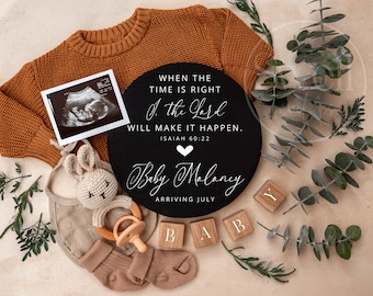 Christian Pregnancy Announcement Digital Religious Pregnancy Reveal Social Media Baby Announcement Gender Neutral Isaiah 60:22