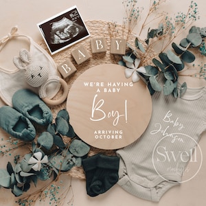 Boy Digital Pregnancy Announcement Gender Reveal Personalized Pregnancy Reveal Announcement Digital Social Media Baby Announcement