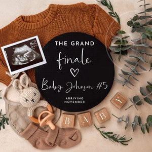 Last Baby Pregnancy Announcement Digital The Grand Finale Baby Announcement Editable Gender Neutral Pregnancy Reveal Instant Download