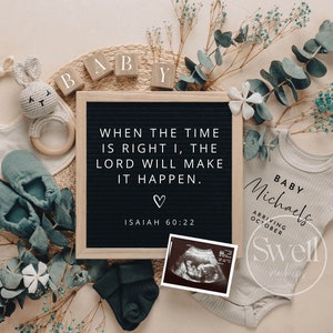 Boy Christian Pregnancy Announcement Digital Religious Pregnancy Gender Reveal Social Media Baby Announcement Isaiah 60:22