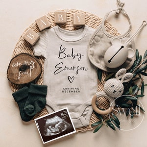 Boho Pregnancy Announcement Digital Boy Baby Announcement Pregnancy Reveal Announcement Green Neutral