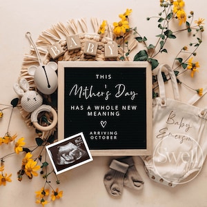 Mother&#39;s Day Pregnancy Announcement Digital Personalized Mothers Day Pregnancy Reveal Spring Flowers Baby Announcement Gender Neutral