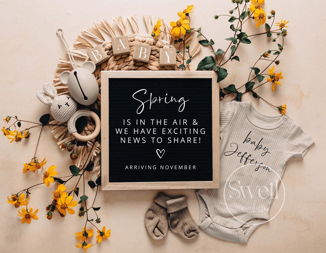 Spring Digital Pregnancy Announcement Gender Neutral Social Media ...