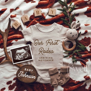Western Baby Announcement Digital Personalized Cowboy Pregnancy Announcement Pregnancy Reveal Social Media Gender Neutral Our First Rodeo