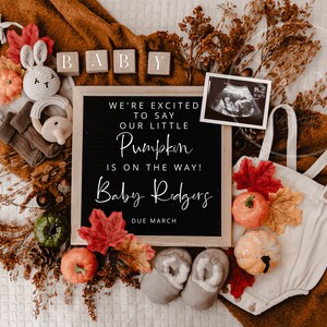 Fall Digital Pregnancy Announcement Gender Neutral Autumn Baby Announcement Social Media Facebook Instagram - Pumpkin on the way