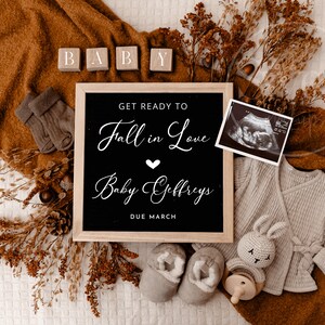 Fall Pregnancy Announcement Digital Neutral Baby Announcement Autumn Boy Gender Reveal Girl Fall Flowers Editable Template Instant Download