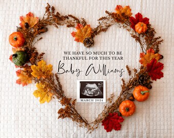 Thanksgiving Schwangerschaftsankündigung Herbst Babymitteilung Baby offenbaren Simple Social Media Instagram