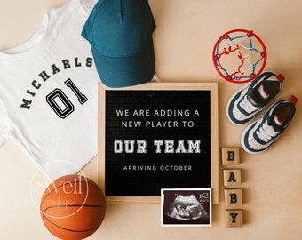Basketball Pregnancy Announcement Sports Pregnancy Reveal Announcement Digital Baby Announcement Boy Sports Fan Digital Download