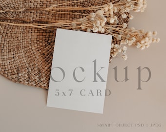 Boho Invitation Mockup Neutral Mockup 5x7 Card Mockup Boho Card Mockup Wedding Card Mockup - 01