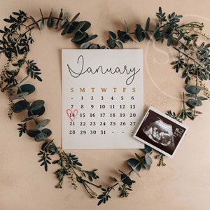 Pregnancy Announcement Digital Due Date Calendar Baby Announcement Minimal Social Media Gender Neutral Birth Announcement Digital Download