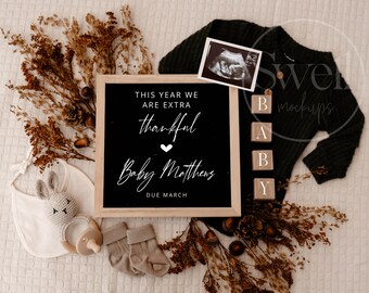 Thanksgiving Baby Announcement Digital Pregnancy Announcement Social Media Reveal Gender Neutral Fall Baby- Extra Thankful This Year