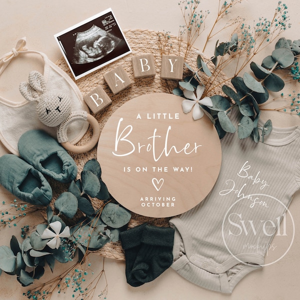 Boy Digital Pregnancy Announcement Gender Reveal 'Little Brother on the way' Pregnancy Reveal Announcement Digital Baby Announcement