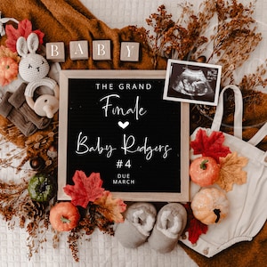 Fall Autumn Last Baby Pregnancy Announcement Digital The Grand Finale Baby Announcement Editable Gender Neutral Pregnancy Reveal