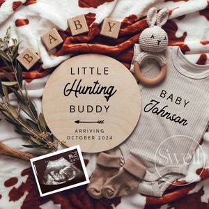 Hunting Pregnancy Announcement Little Hunting Buddy Digital Baby Reveal Announcement Sonogram