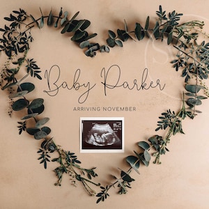 Neutral Pregnancy Announcement Digital, Minimalist Baby Announcement, Social Media Reveal Editable Template Aesthetic Reveal