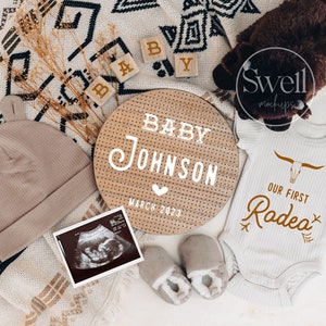Western Baby Announcement Digital Personalized Cowboy Pregnancy Announcement Pregnancy Reveal Our First Rodeo Social Media Gender Neutral