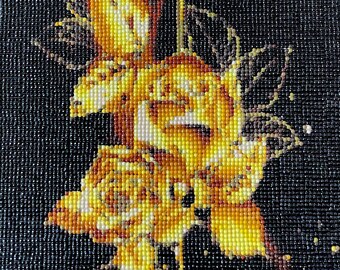 Roses and Gold - Diamond Wall Art