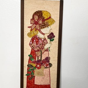VIntage MCM Gravel Art Wall Hanging. Mid Century Mosaic Pebble Art.