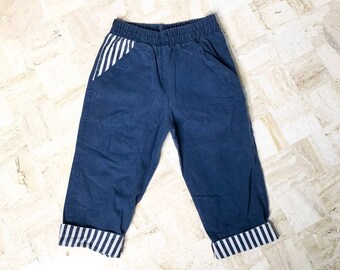 Vintage 1980s Toddler Chino Pants by Gitano, Size 2T. Navy Blue Pants with Stripes, Super Cute!