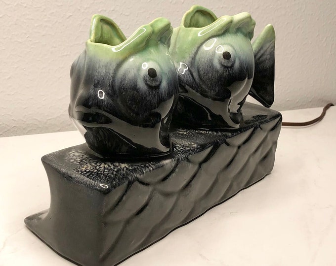 Vintage MCM Fish TV Lamp & Planter. Rare Mid Century TV Lamp in Working