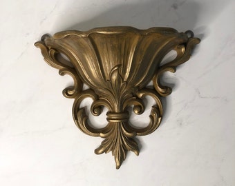 Vintage 1960's Homco Gold Wall Sconce / MCM Gold Wall Decor / Hollywood Regency / Midcentury Wall Planter