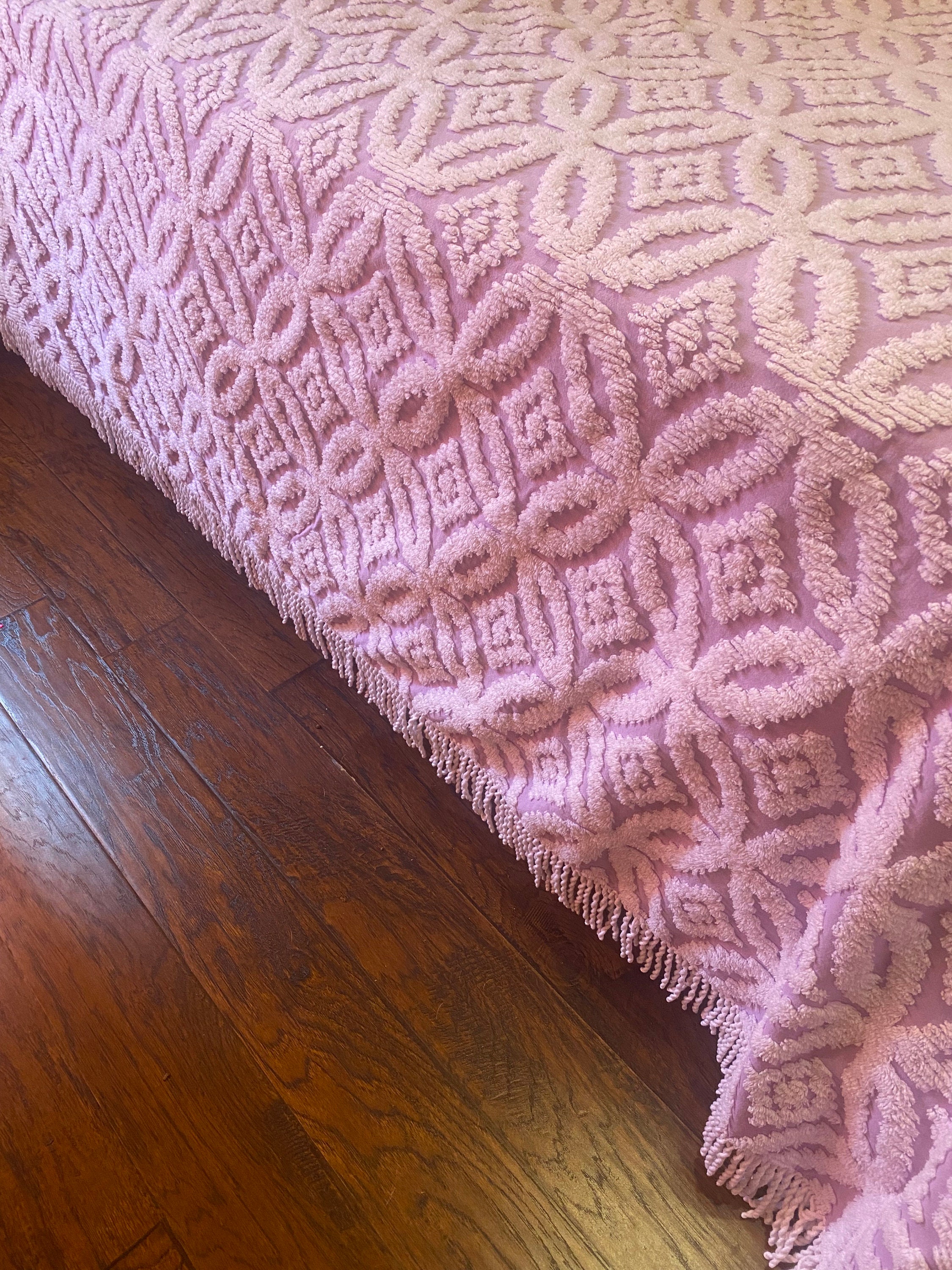 Vintage Purple Chenille Bedspread With Fringe Edges Full Size Etsy
