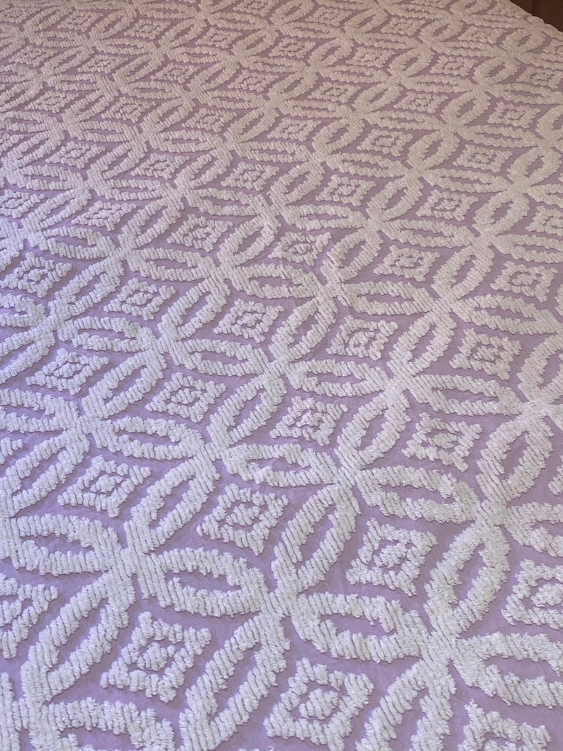Vintage Purple Chenille Bedspread With Fringe Edges Full Size Etsy