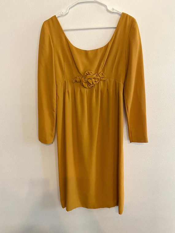 Vintage 1960's Mustard Yellow Handmade Shift Dress wi… Gem