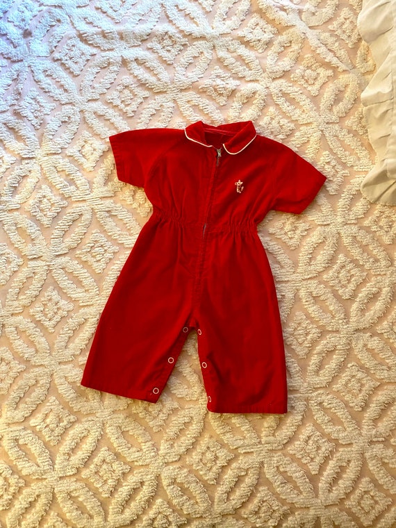 Vintage Handmade Kids Corduroy Red Jumper with Sma