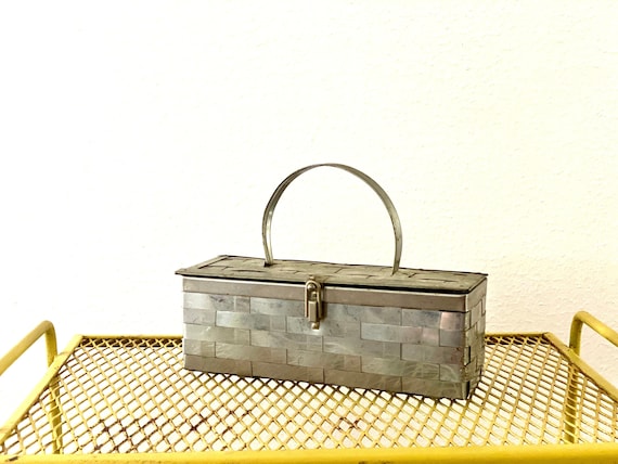 1950s Tall Silver Woven Metal Bucket Box Bag, Vintage Lucite and Metal Purse,  Mid Century Accessory - Etsy