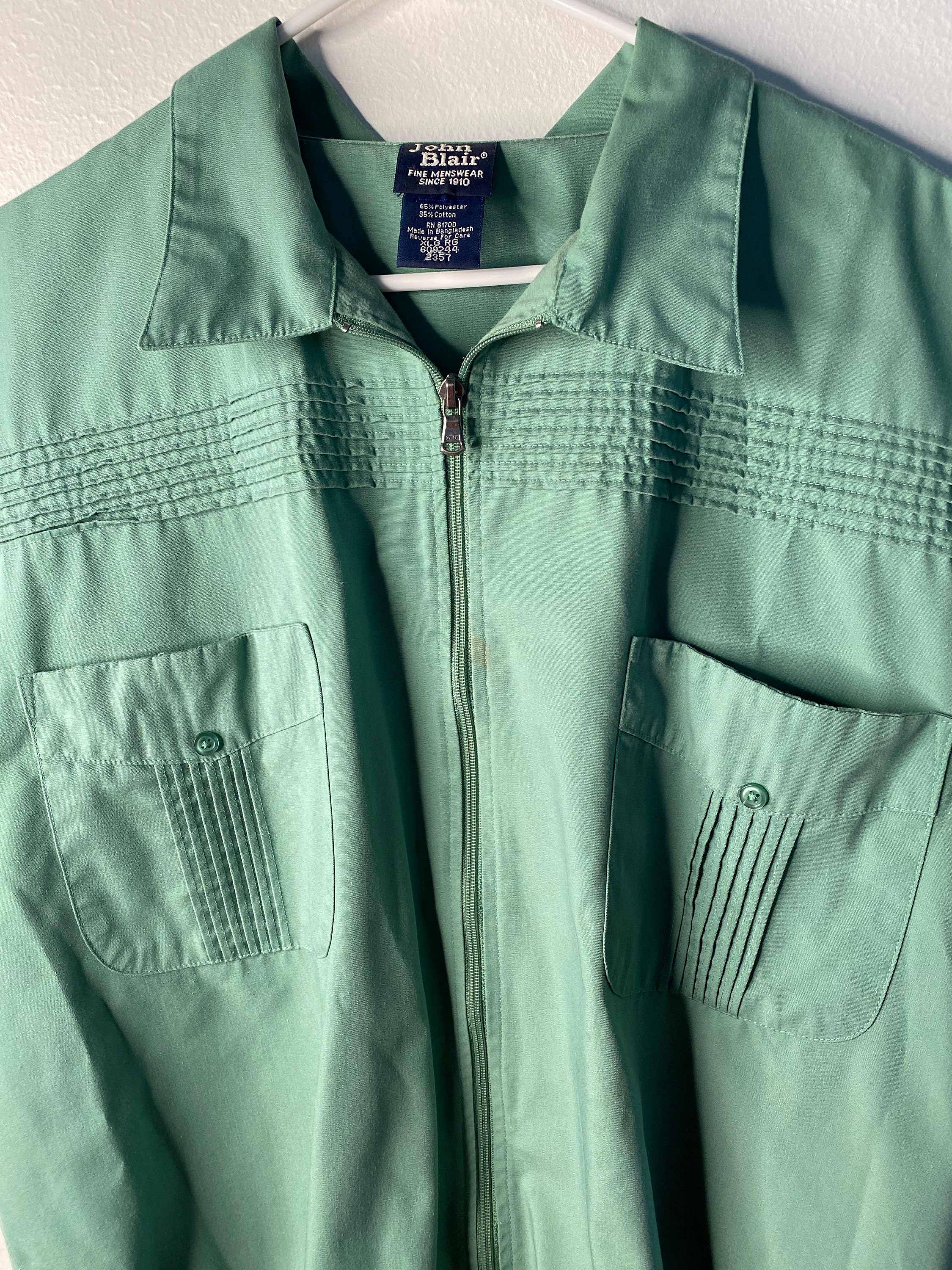 70’s Geometric John Blair Zip Front Bowling Shirt Size M