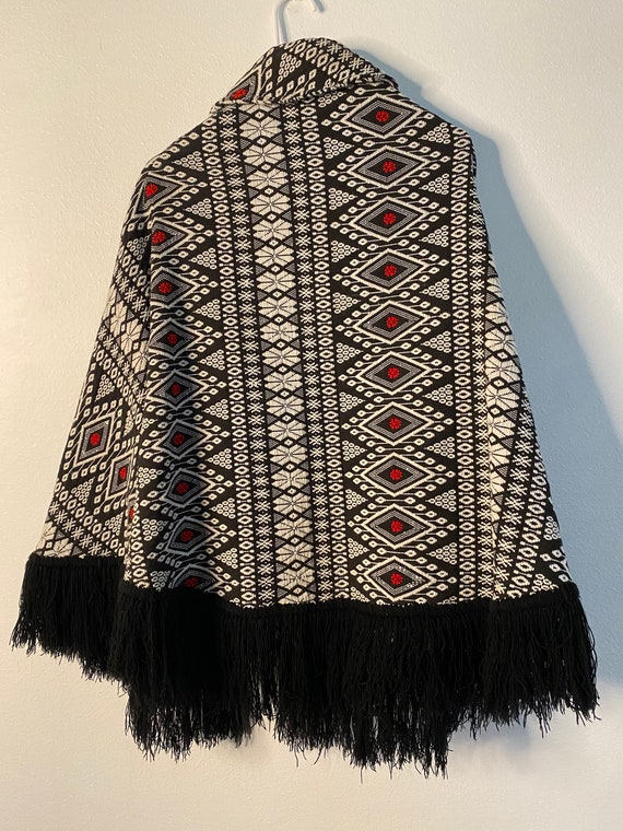 Vintage 70's Woven Poncho with Fringe. Boho Woven… - image 6