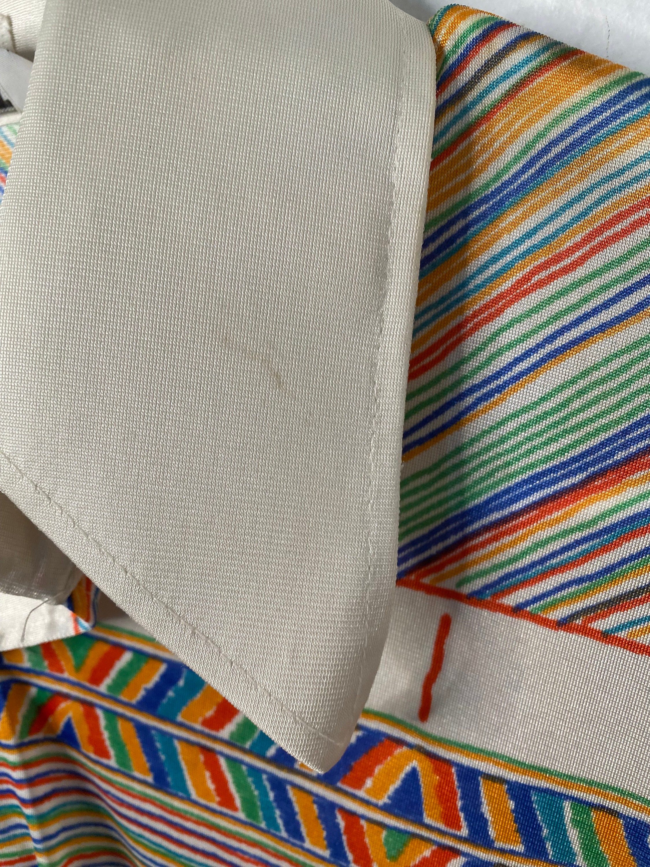 Vintage 70's “nik Nik” Nylon Disco Shirt With Stripes and Vintage 70's “nik Nik” Nylon Disco Shirt With Stripes and