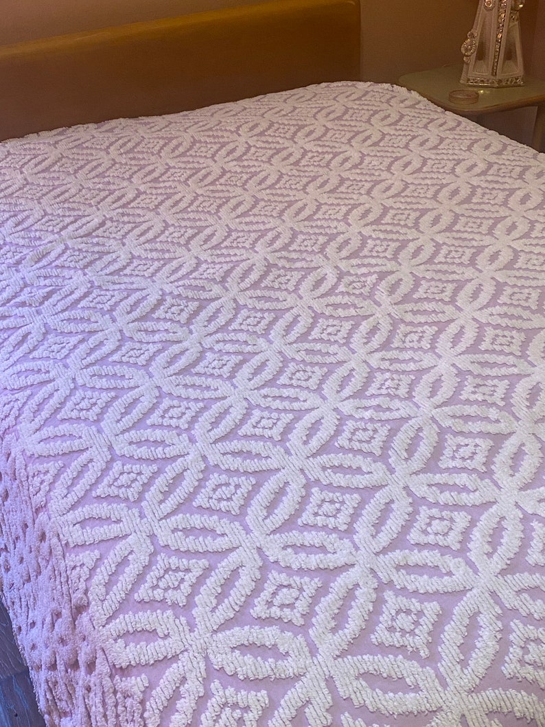 Vintage Purple Chenille Bedspread With Fringe Edges Full Size Etsy
