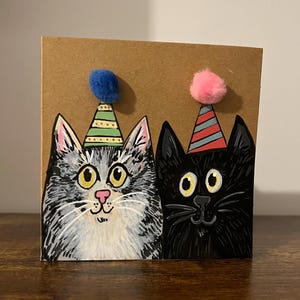 Hand Drawn Personalised Cat Birthday Card