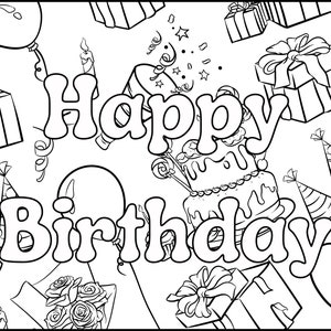 Color Your Own Birthday Fun: Printable Birthday Card Coloring Pages ...