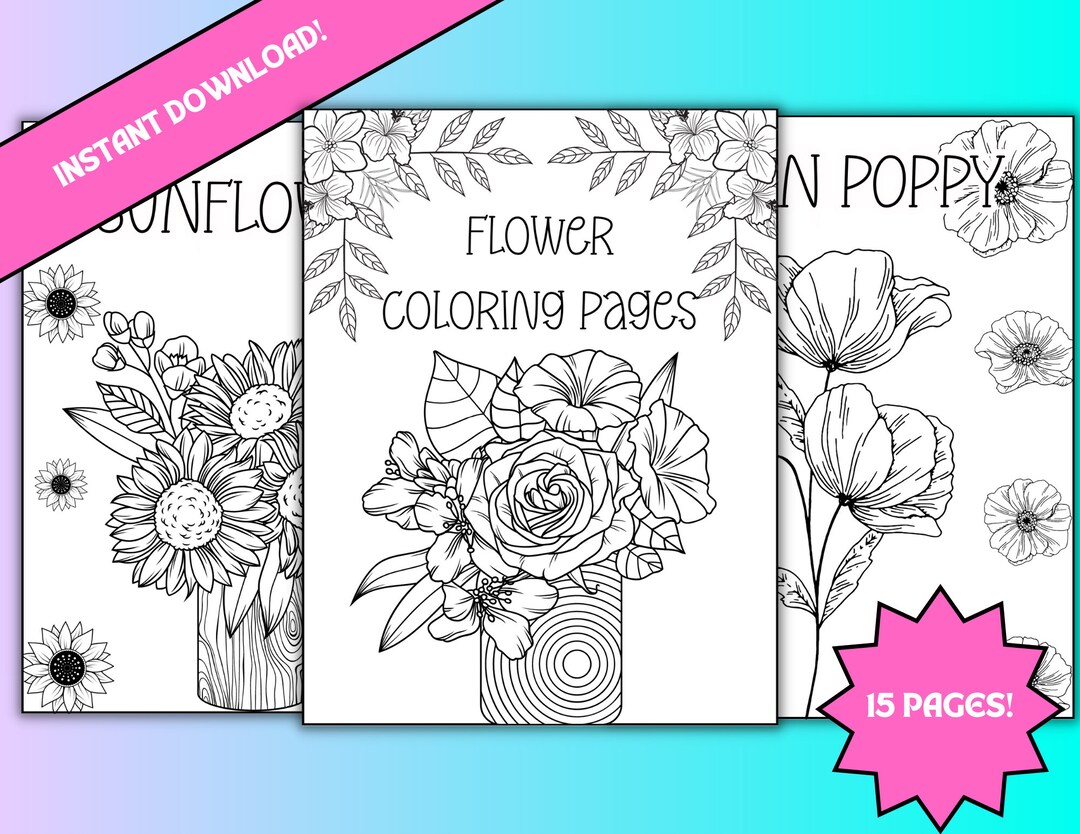 Flower Power: PDF Printable Coloring Pages Featuring Intricate Floral ...
