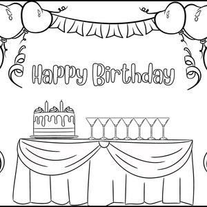 Color Your Own Birthday Fun: Printable Birthday Card Coloring Pages ...