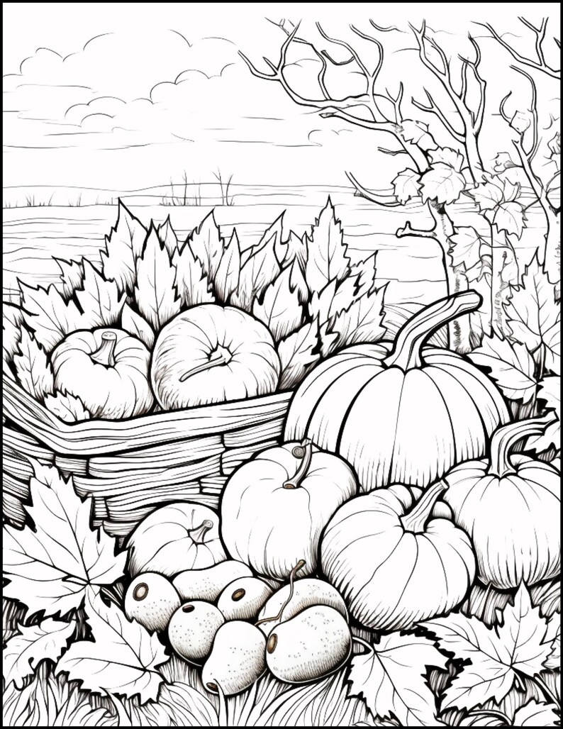 Autumn Bliss: Printable Fall Coloring Pages | Leaves, Pumpkins, and ...