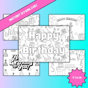 Colora il tuo divertimento di compleanno: pagine da colorare stampabili di biglietti d'auguri, biglietti d'auguri personalizzati per chiunque, celebrazioni divertenti e creative