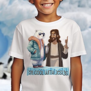 I&#39;m Cool With Jesus Youth Short Sleeve T-Shirt, Biblical Toddler Tee Design, Religious Children T-shirt, Religious Kids Shirt, Kids shirt