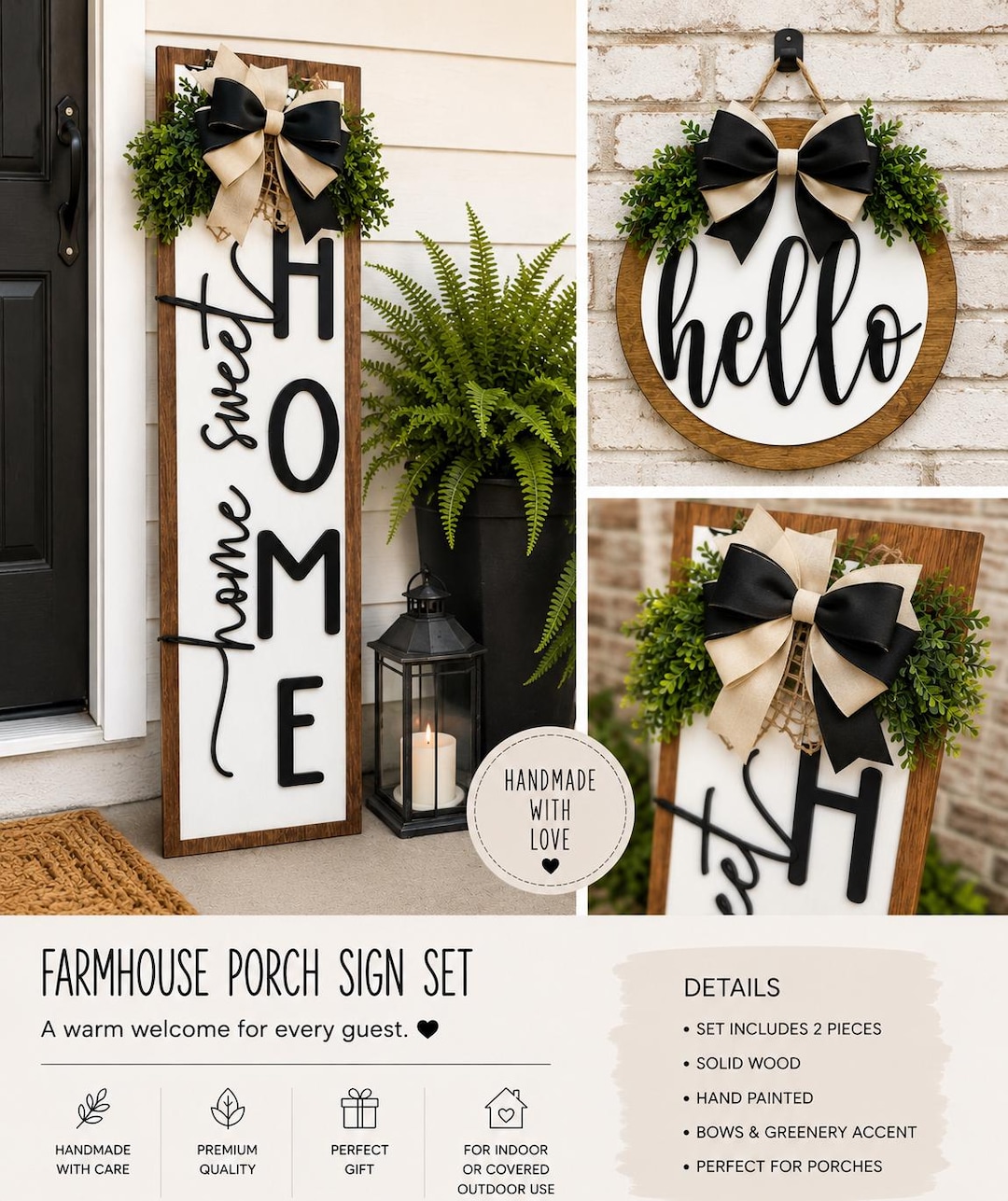 Home sweet home hello porch leaner door hanger simplistic classy porch decor - Mahogany, Combo hanger/leaner