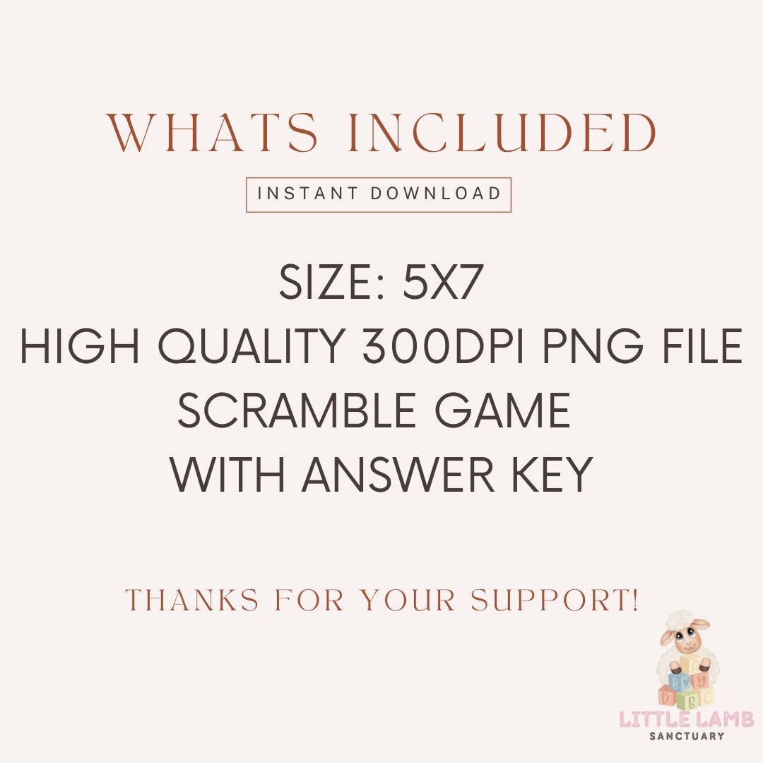 Interactive Baby Shower Activity Printable Baby Scramble Etsy