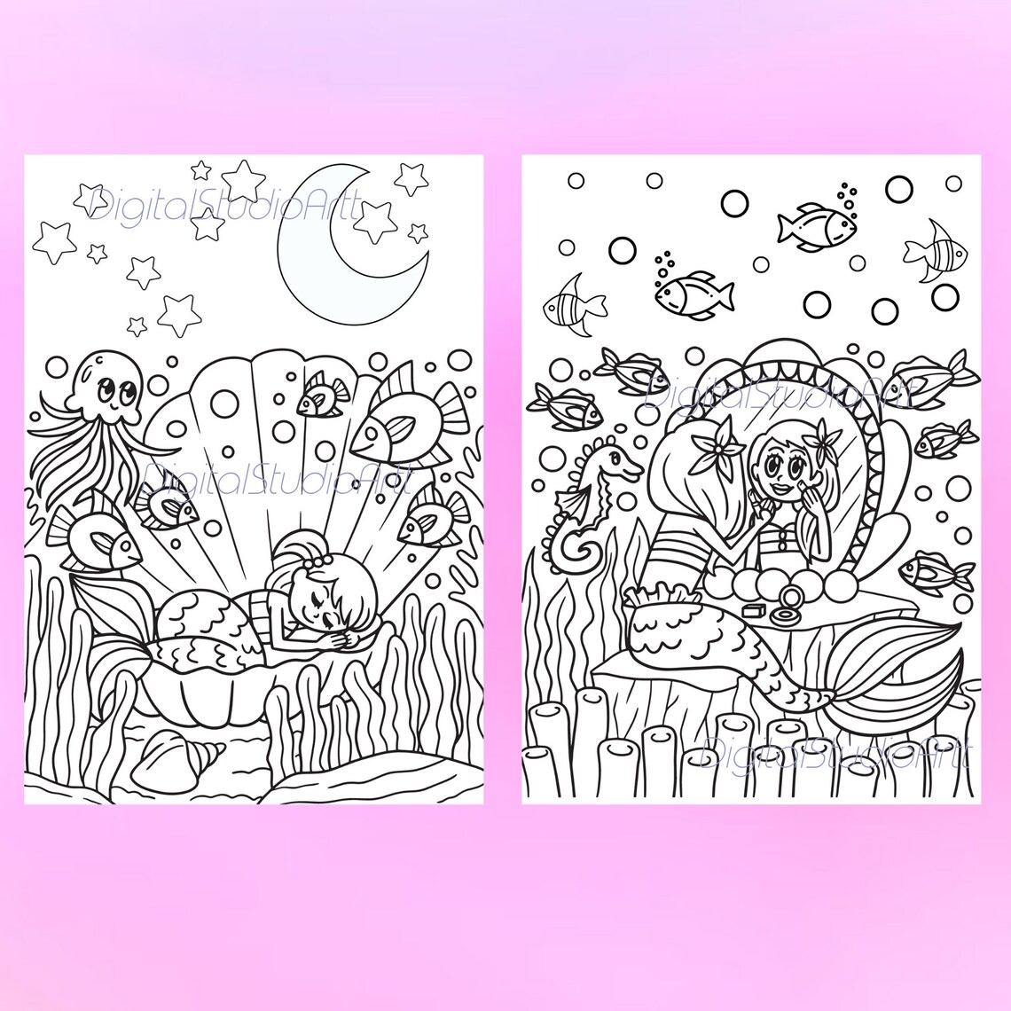 20 Printable Mermaid Coloring Pages, Summer Coloring Pages, PDF, Coloring Pages, Coloring Pages ...